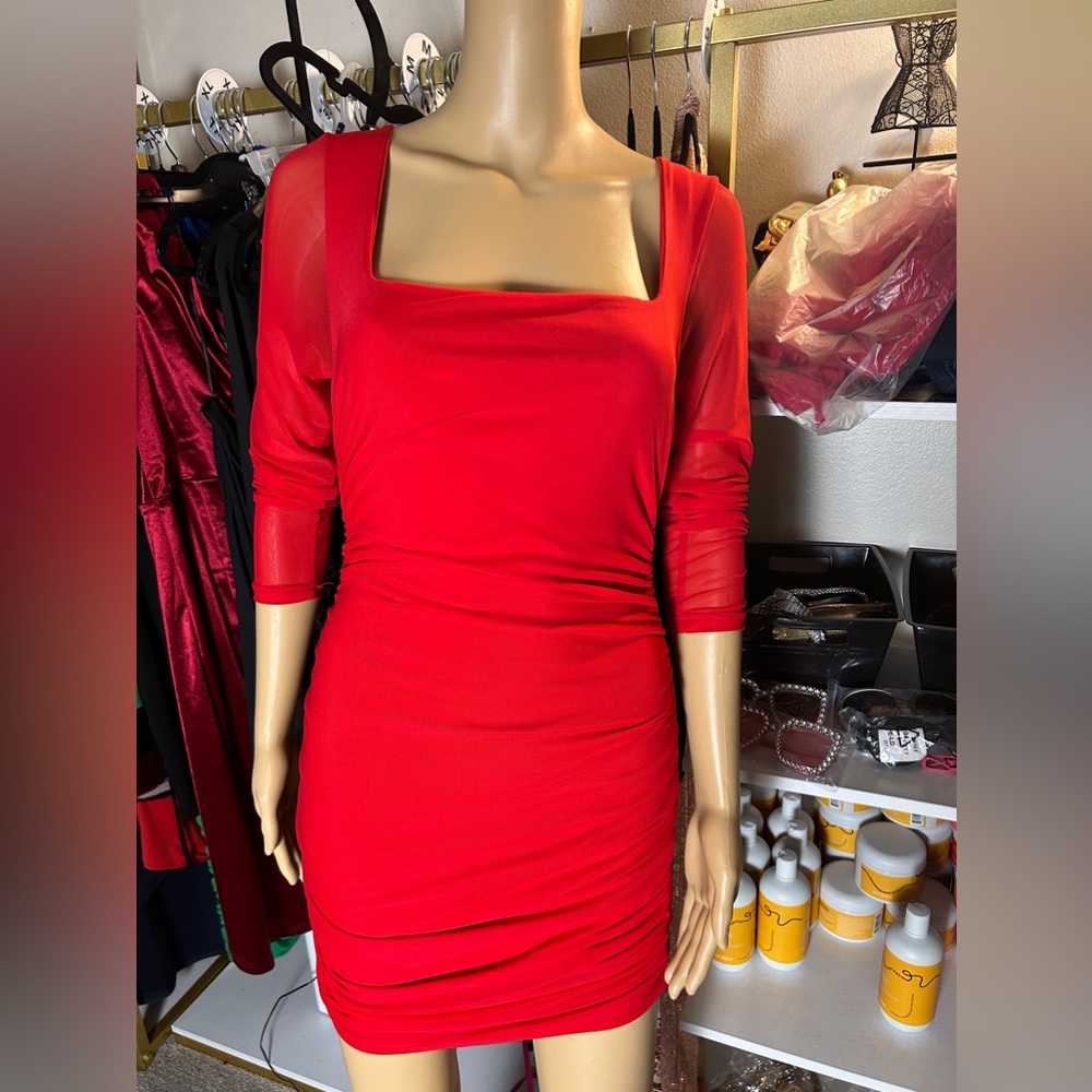 Red mini dress